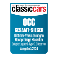 Auszeichnung von Autobild von Juli 2024 für OCC: Gesamtsieger Oldtimerversicherungen für hochpreisige Klassiker.